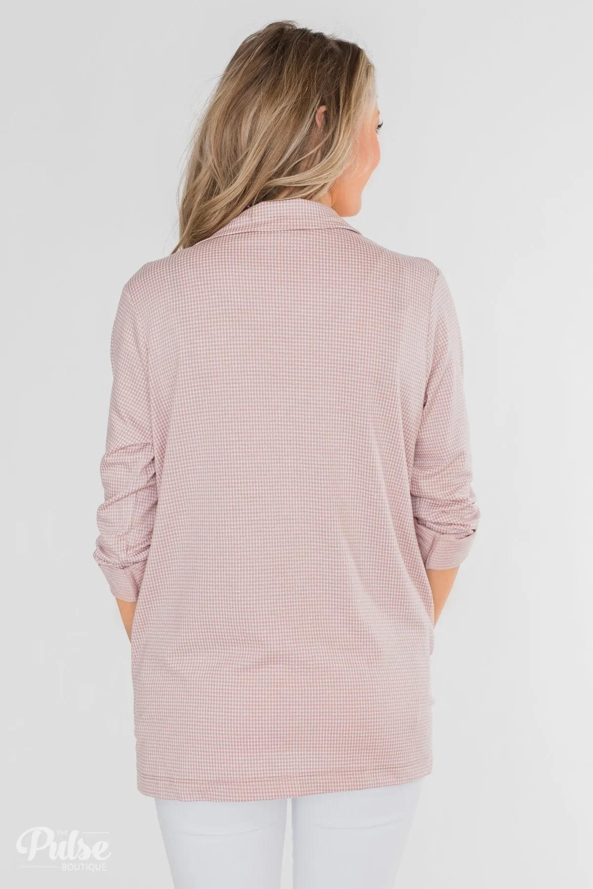 Back to Business Long Sleeve Blazer- Blush