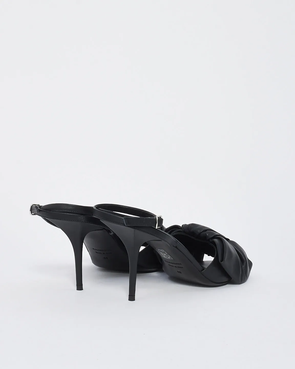 Balenciaga Black Leather Bow Sandals - 40