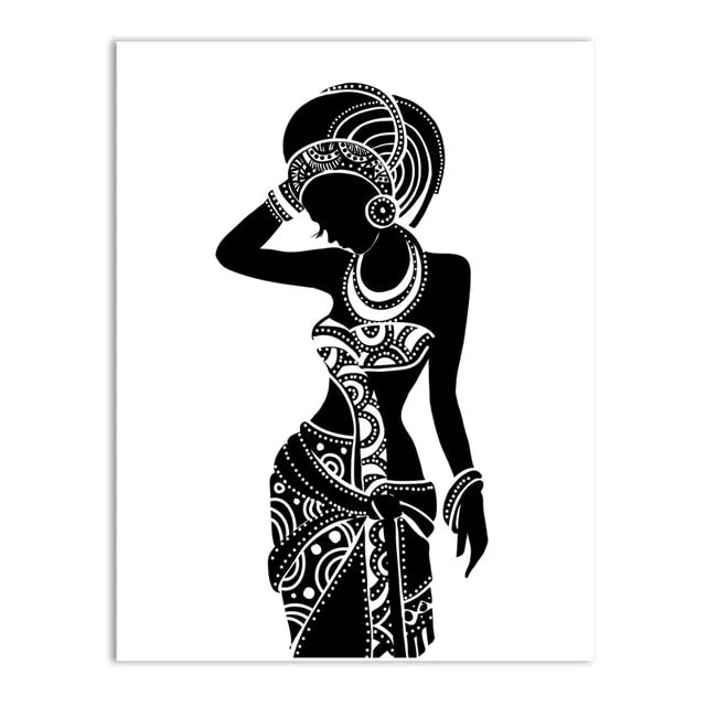 Beautiful Black Woman Canvas Art Print Poster, African Woman Art Canvas Painting Wall Pictures Home Decor