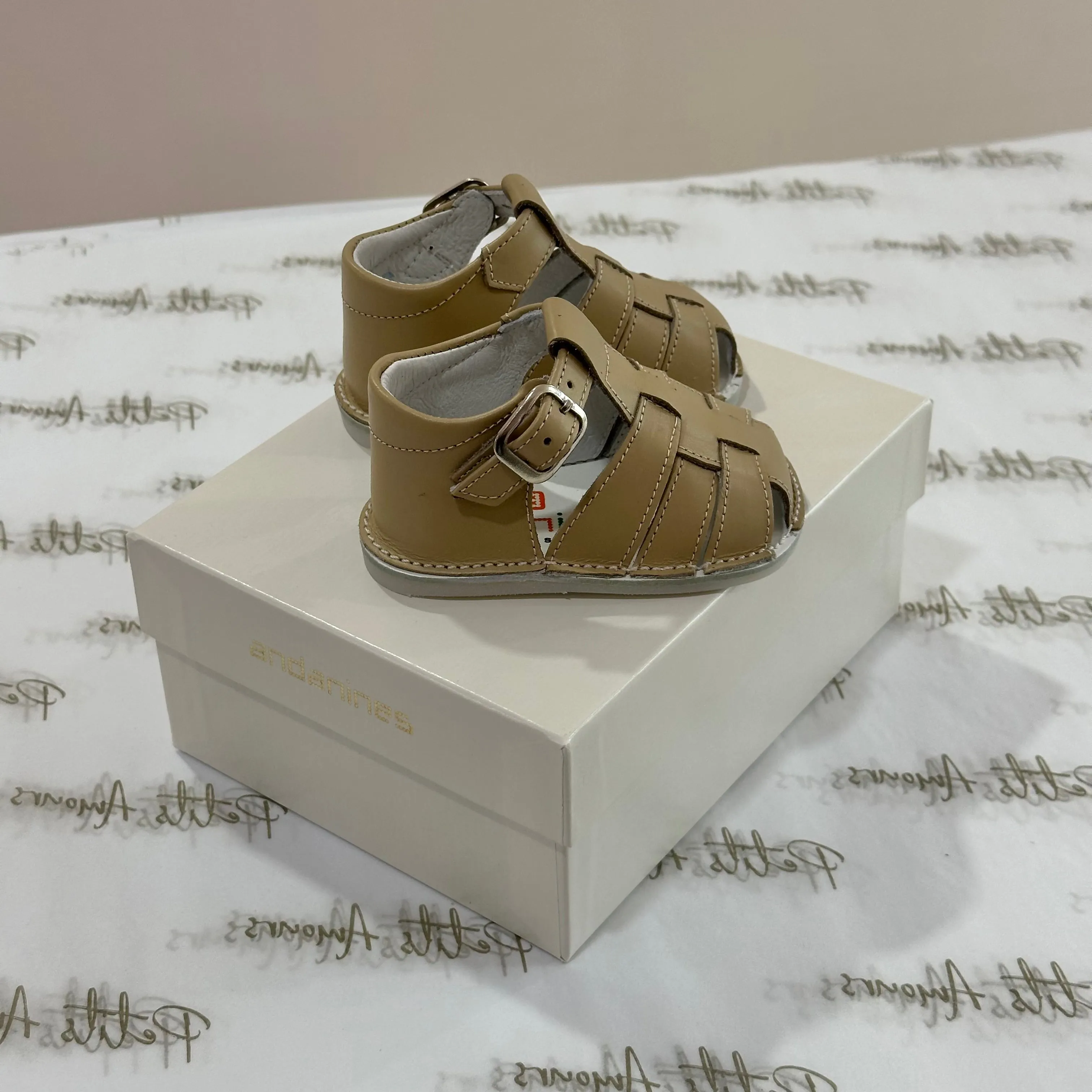Beige Leather Baby Sandals