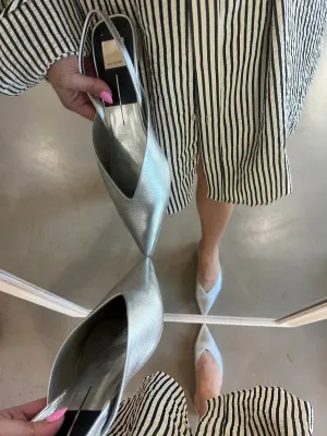 Bianca Silver Distressed Leather Flats