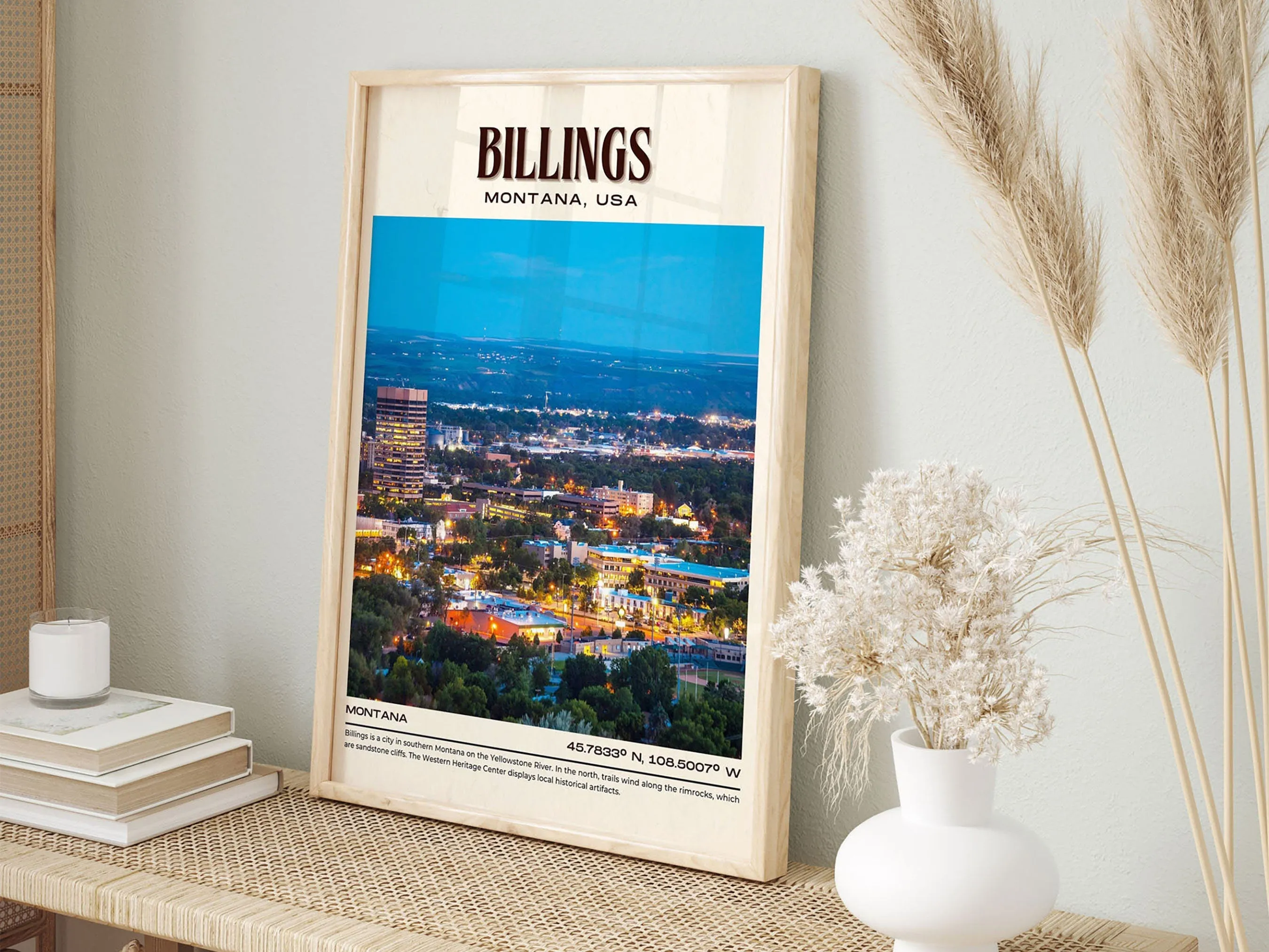 Billings Vintage Wall Art, Montana, USA