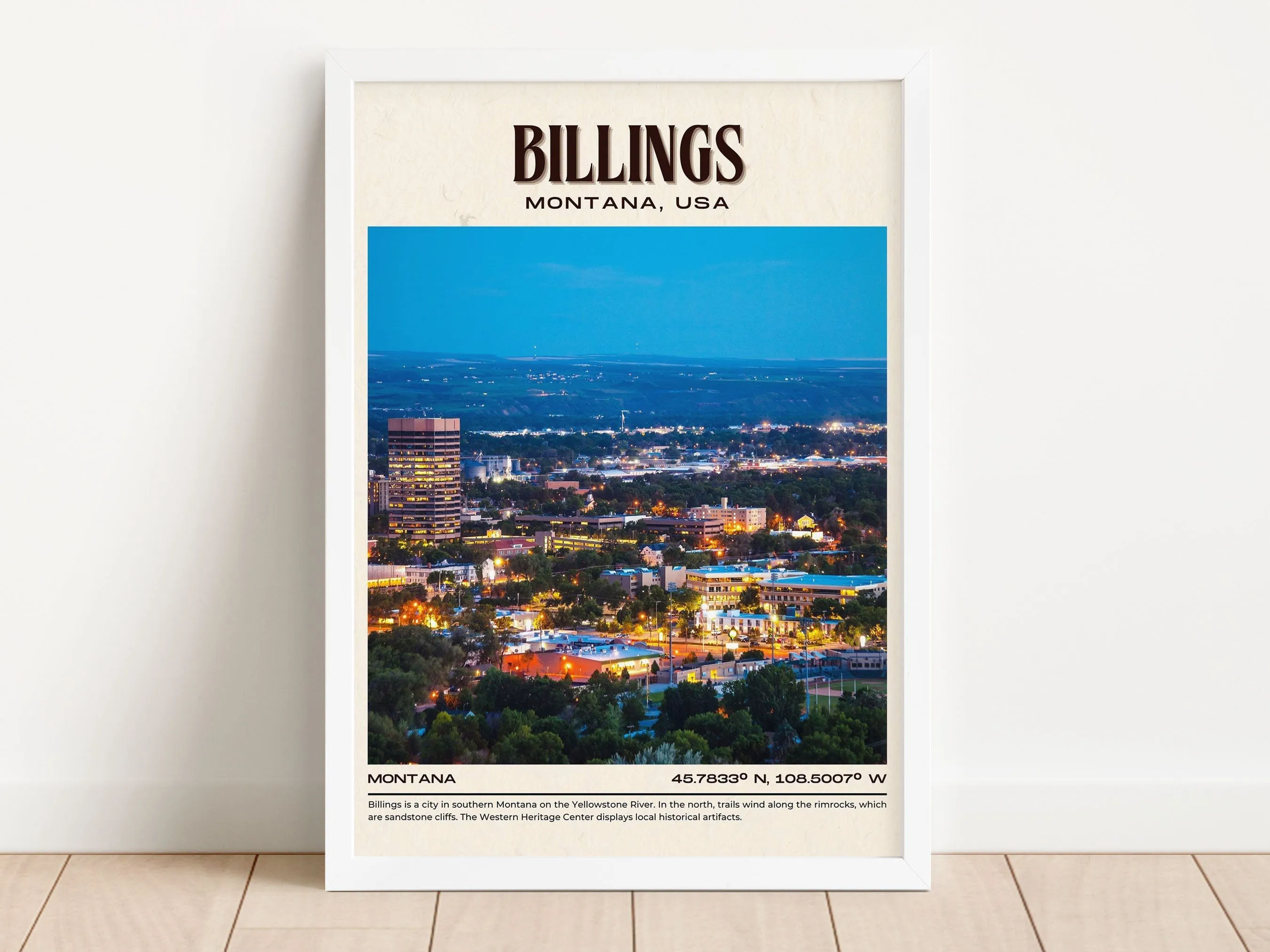 Billings Vintage Wall Art, Montana, USA