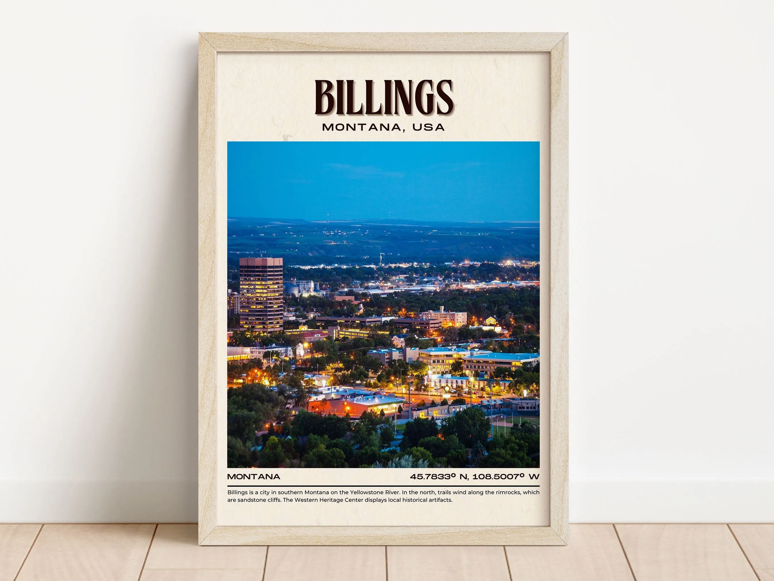 Billings Vintage Wall Art, Montana, USA