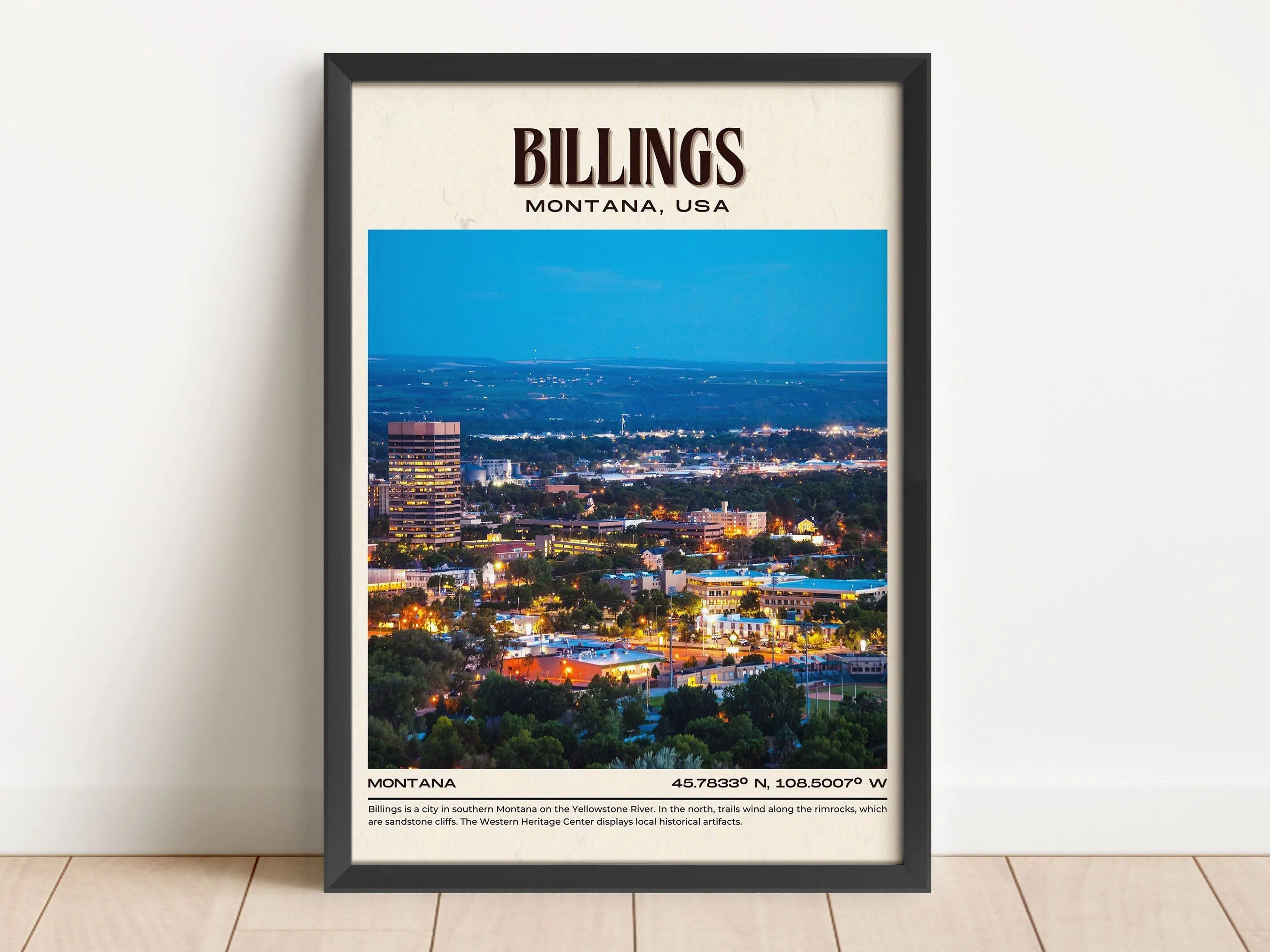 Billings Vintage Wall Art, Montana, USA