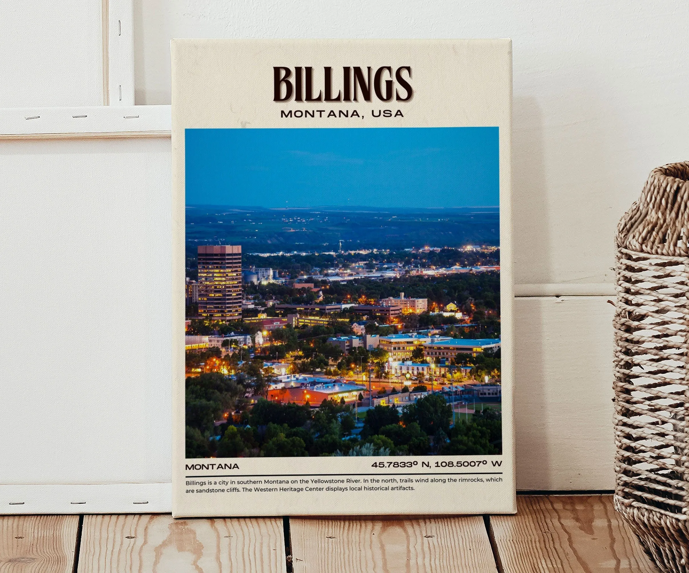 Billings Vintage Wall Art, Montana, USA
