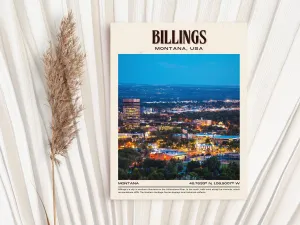Billings Vintage Wall Art, Montana, USA
