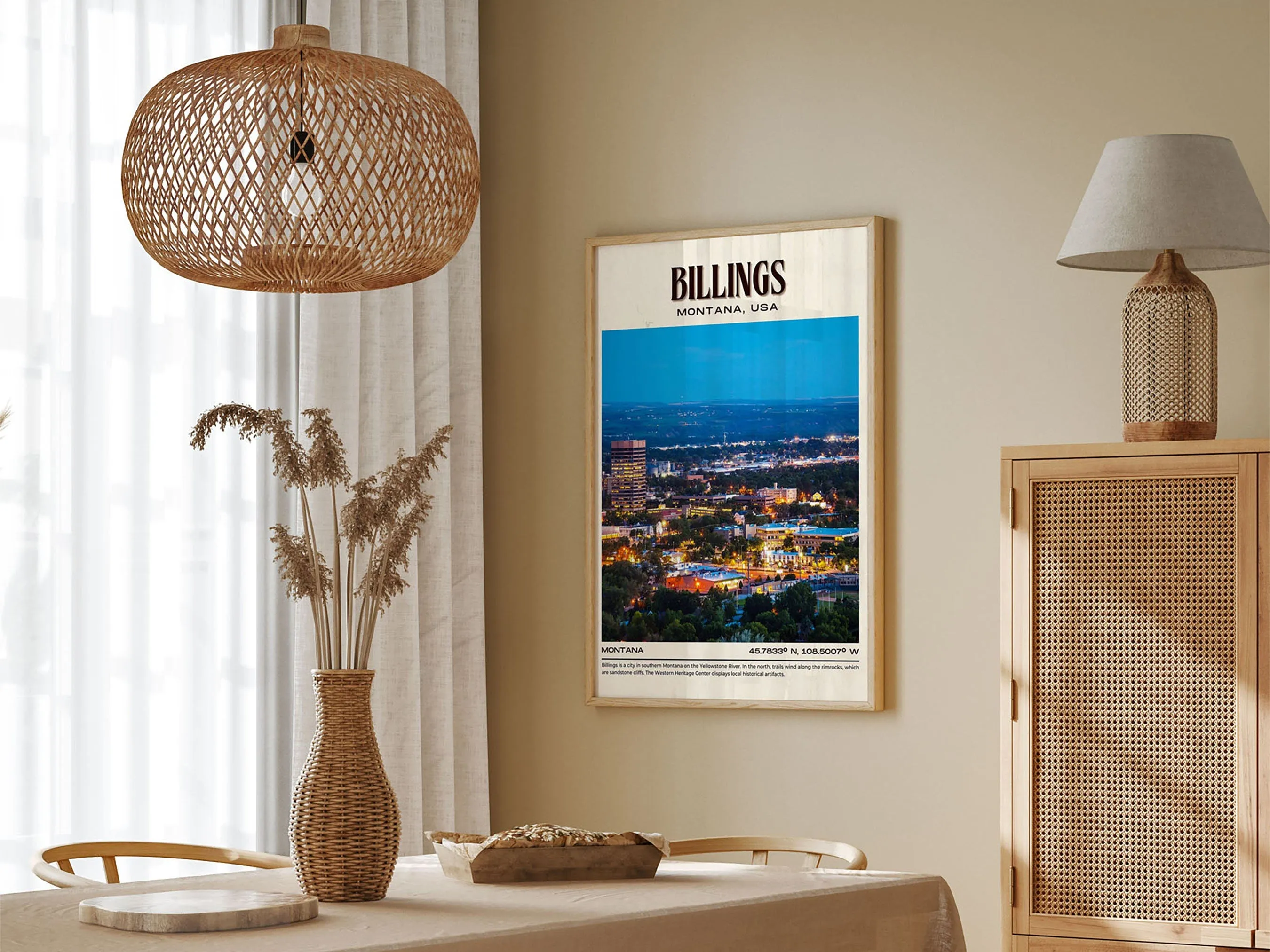 Billings Vintage Wall Art, Montana, USA