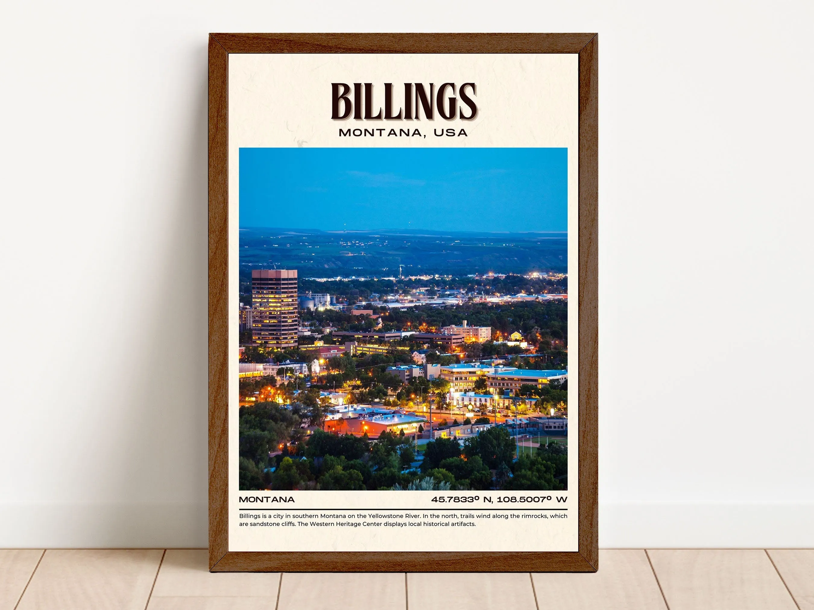 Billings Vintage Wall Art, Montana, USA