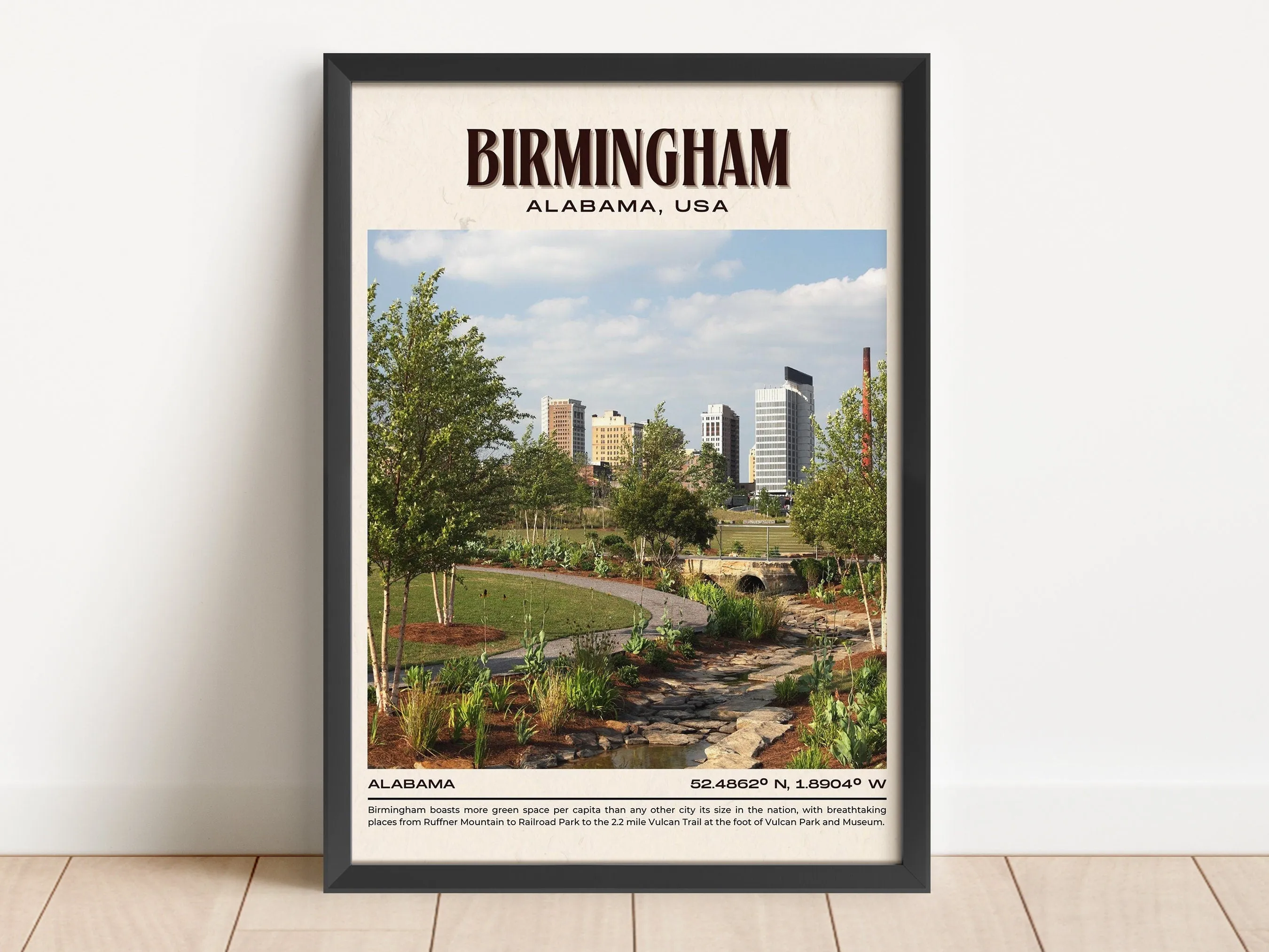 Birmingham Vintage Wall Art, Alabama, USA