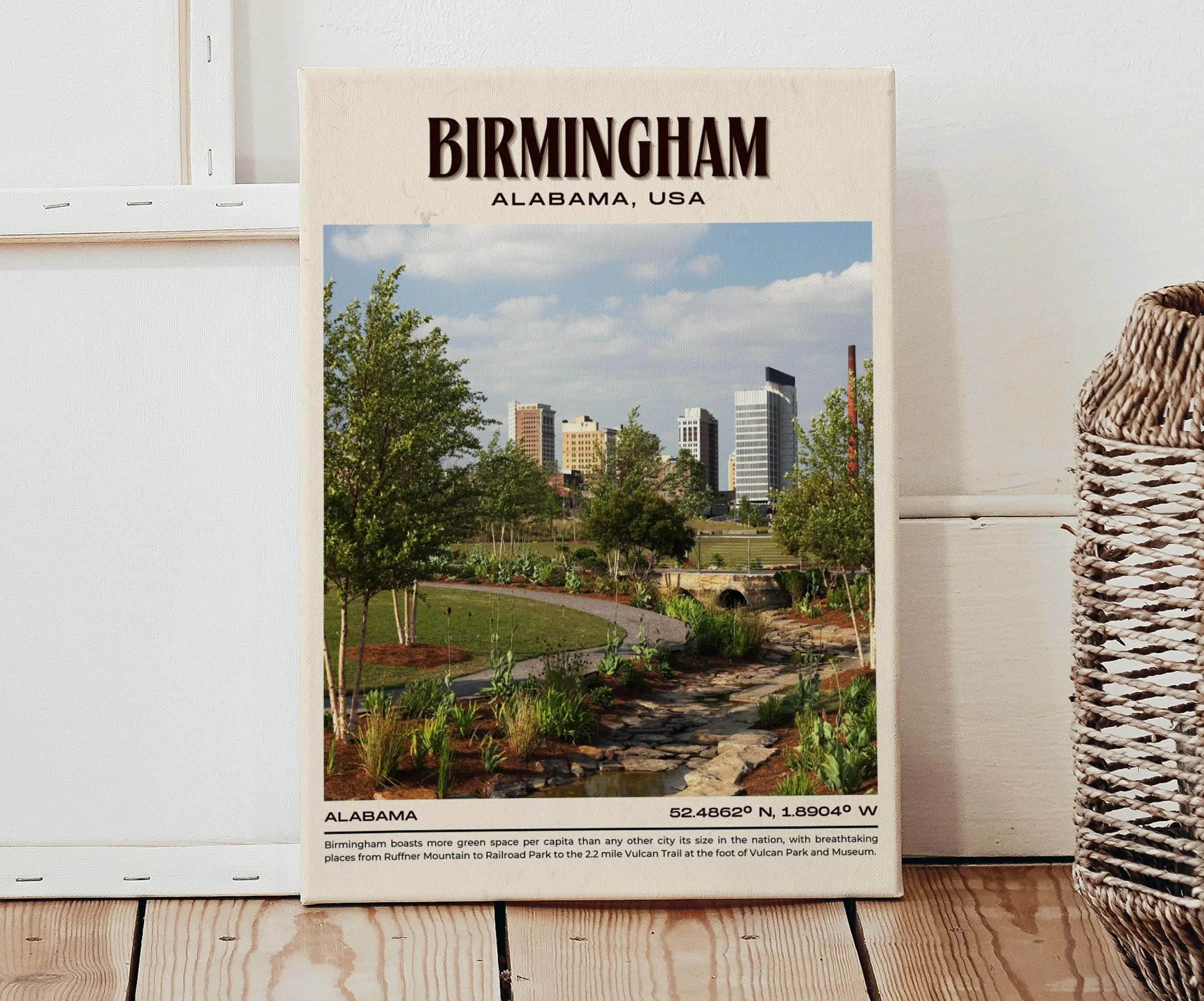 Birmingham Vintage Wall Art, Alabama, USA