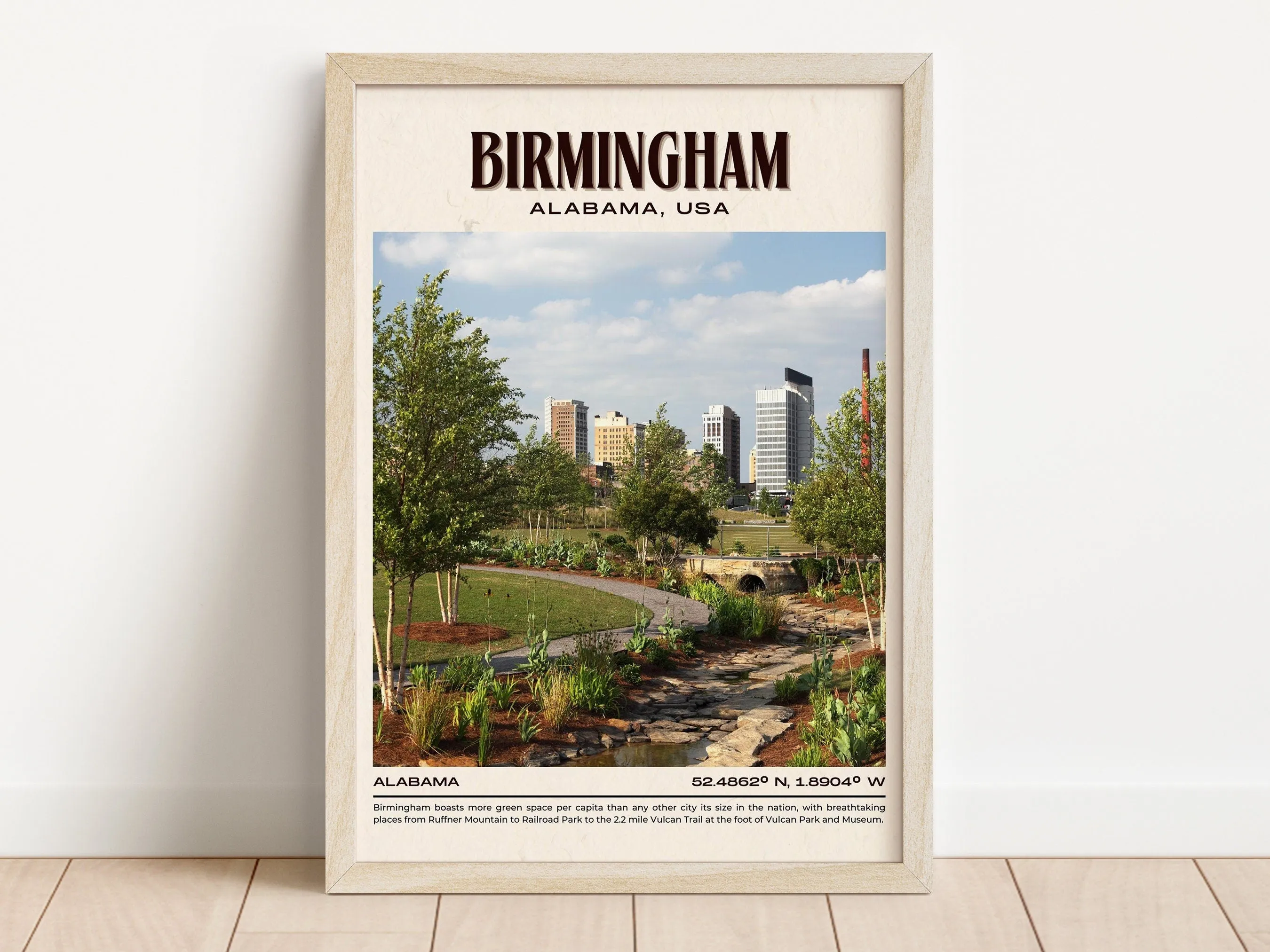 Birmingham Vintage Wall Art, Alabama, USA