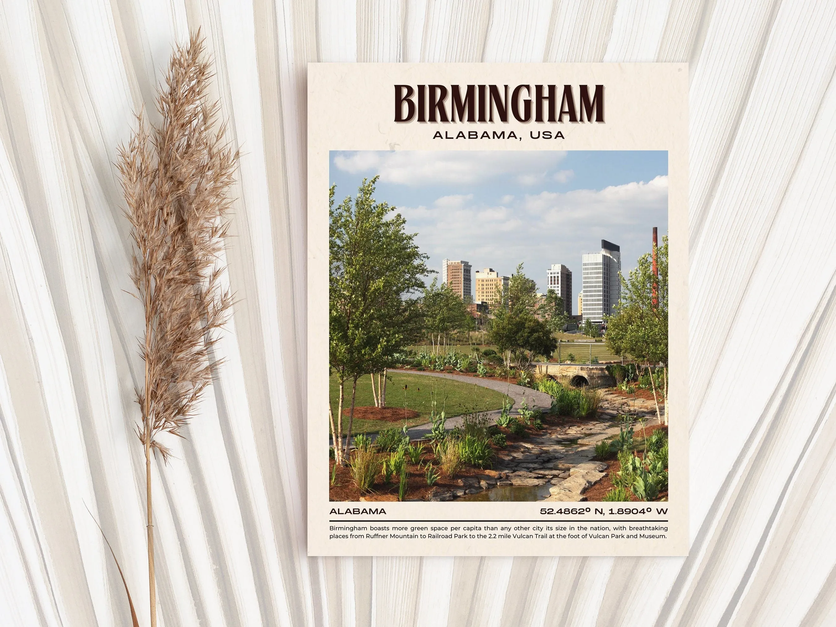 Birmingham Vintage Wall Art, Alabama, USA