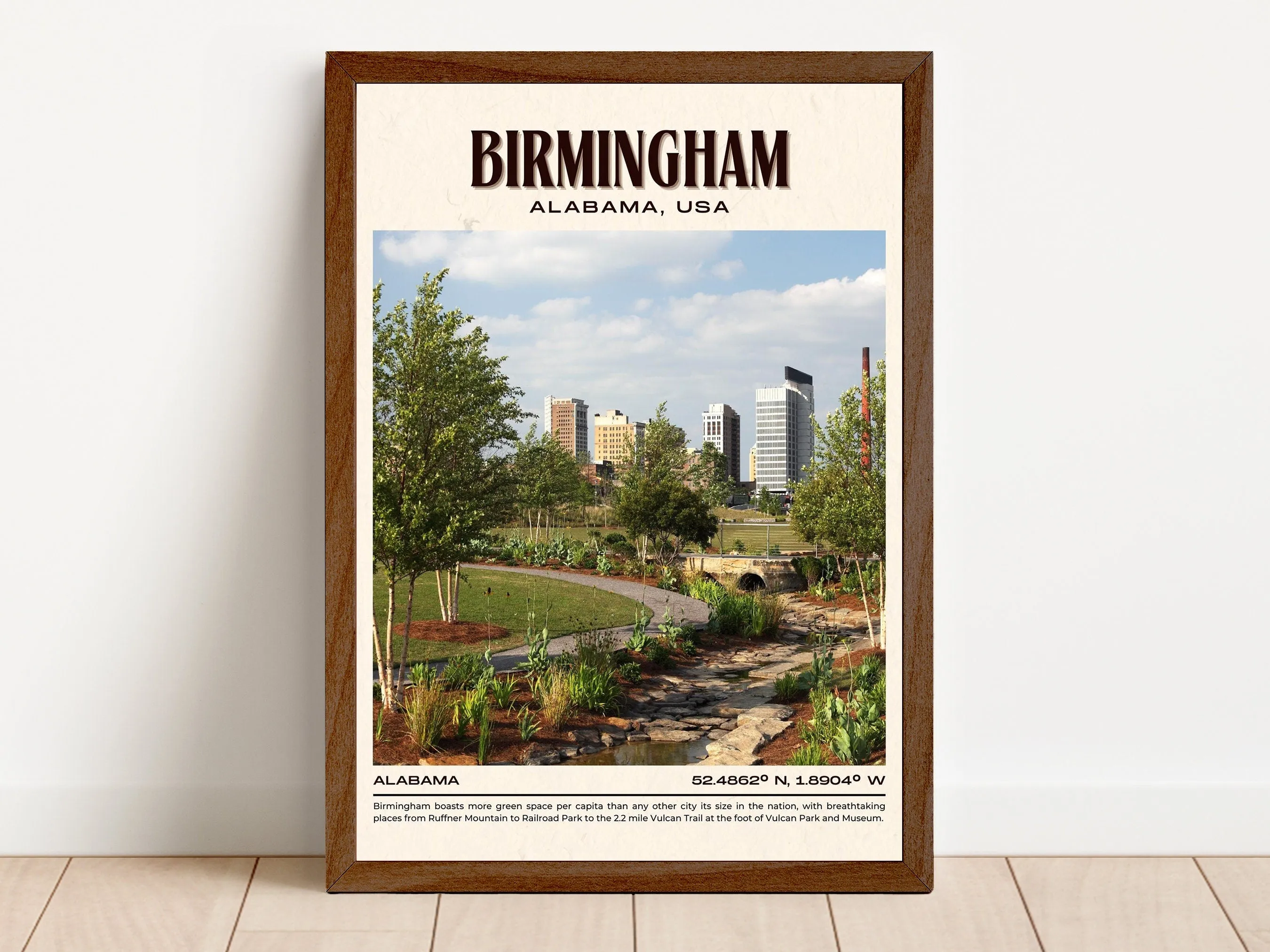 Birmingham Vintage Wall Art, Alabama, USA