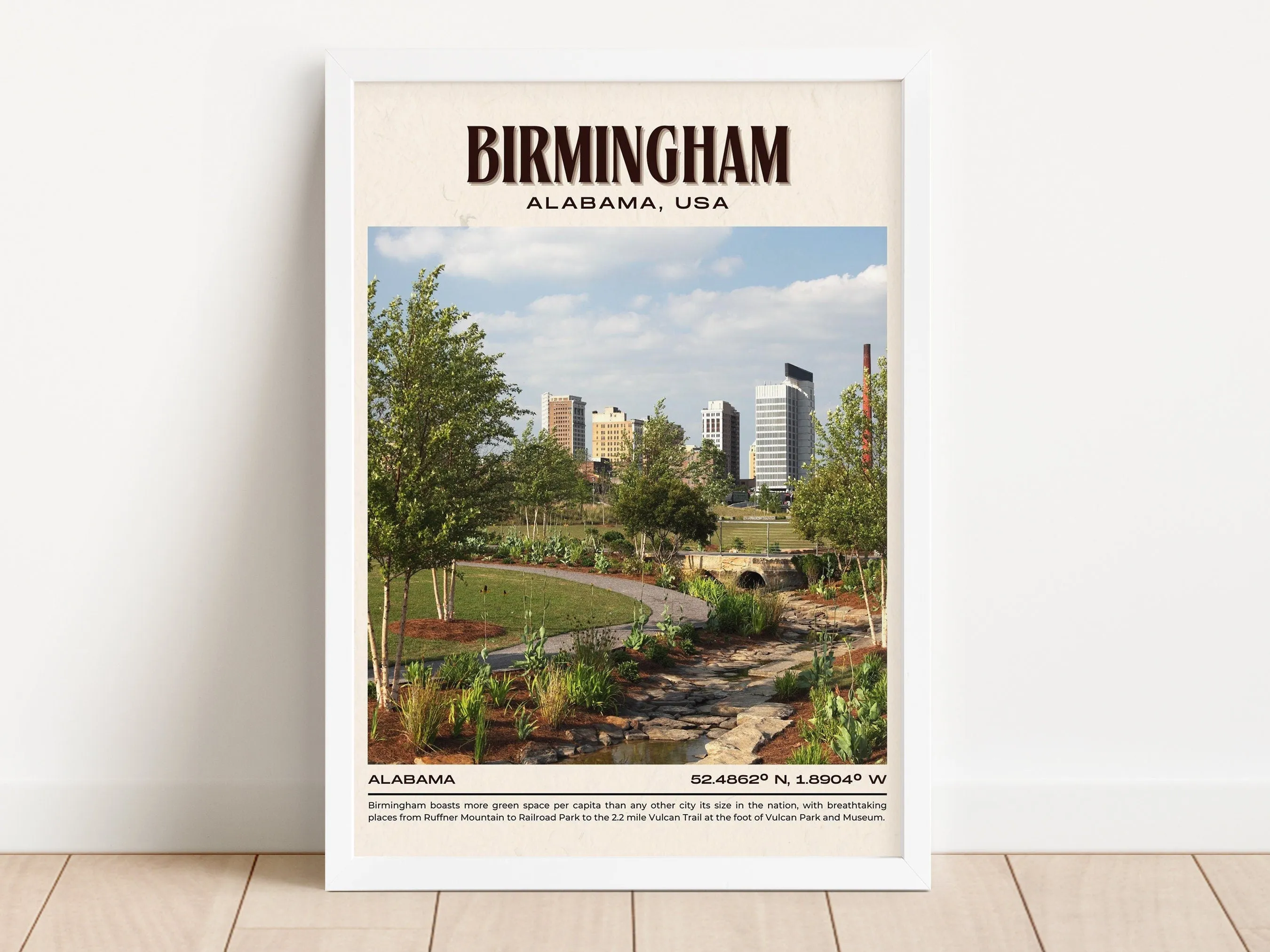 Birmingham Vintage Wall Art, Alabama, USA