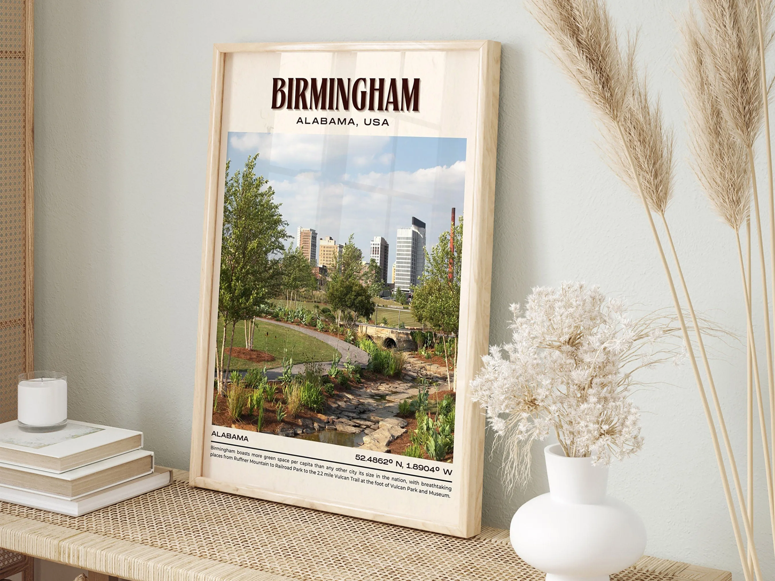 Birmingham Vintage Wall Art, Alabama, USA
