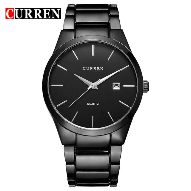 Black full steel Business Clock for Men's