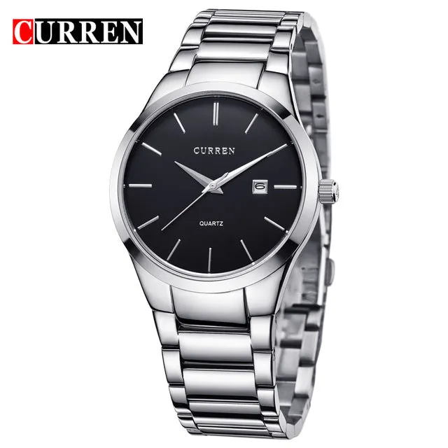 Black full steel Business Clock for Men's