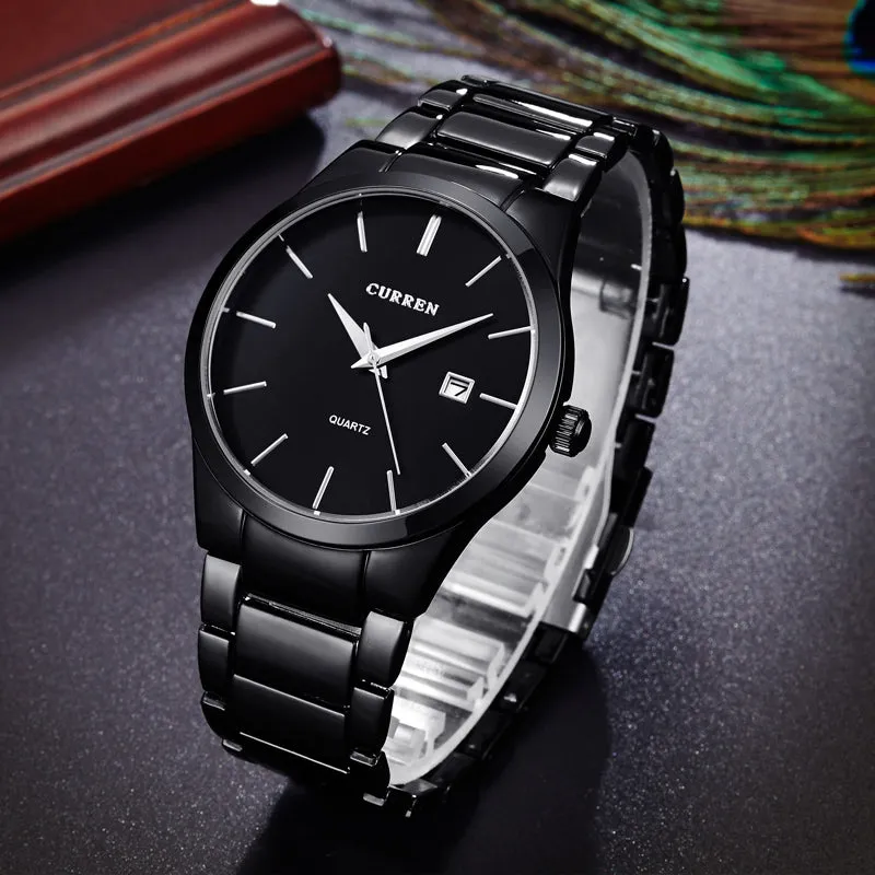 Black full steel Business Clock for Men's