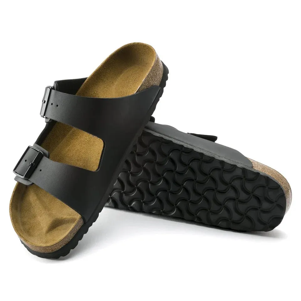 Black Leather Ease Comfort Slippers with Buckle - Slippers