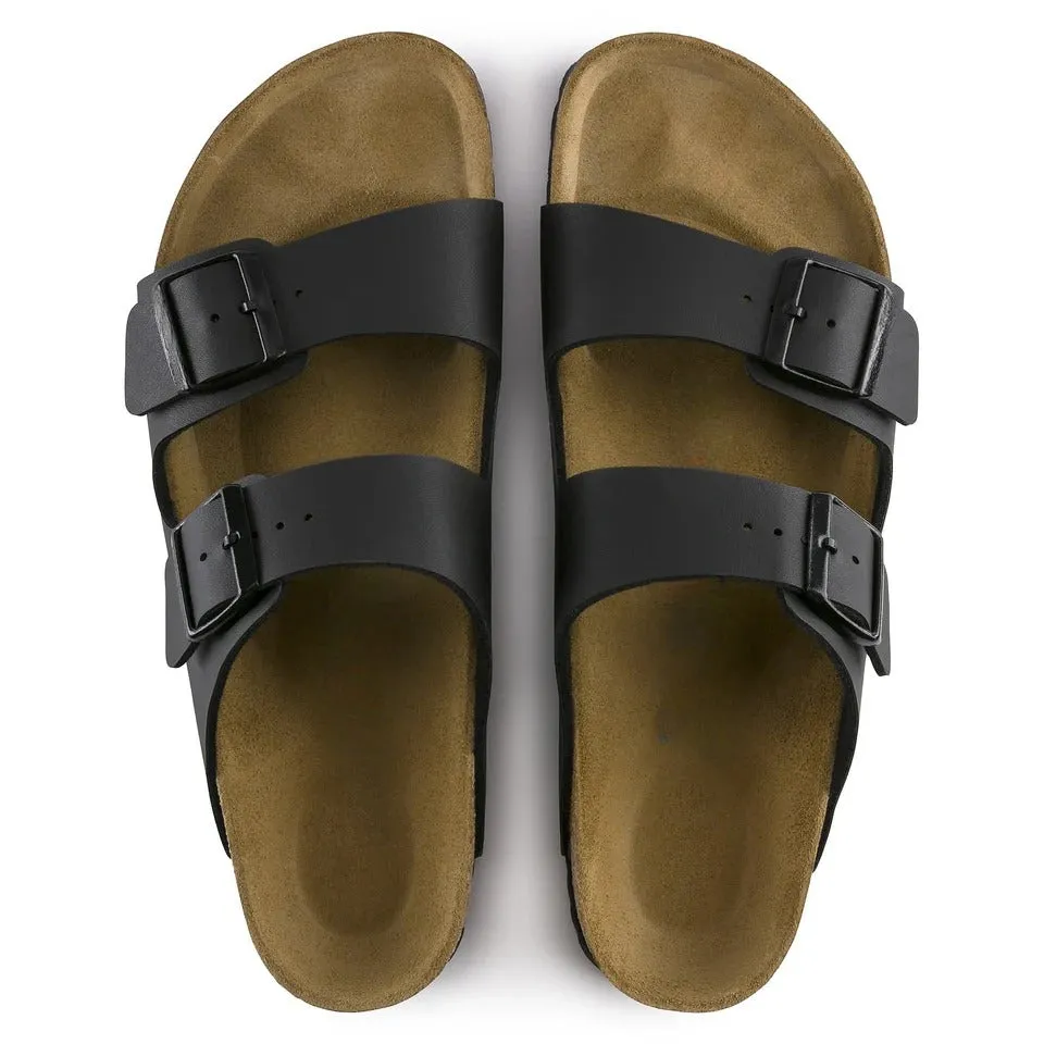 Black Leather Ease Comfort Slippers with Buckle - Slippers
