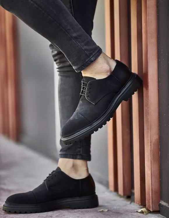 Black Suede Derby Laces Shoes
