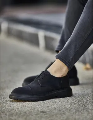 Black Suede Derby Laces Shoes