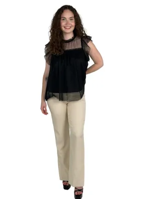 Black Wing Sleeve Mesh Top