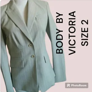 BLAZER SUIT COAT BUTTON FRONT PINK PINSTRIPE SIZE 2 WOMENS