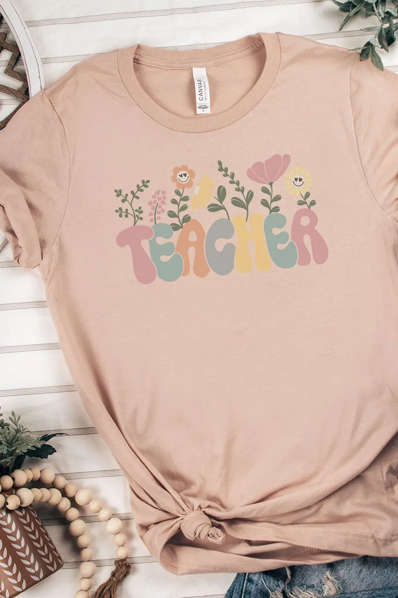 Blossoming Teacher Tri-Blend Short Sleeve Tee