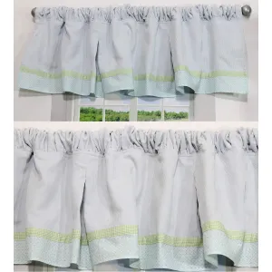 Blue Valances 2 Window Saver Pack Green White Casual Cotton