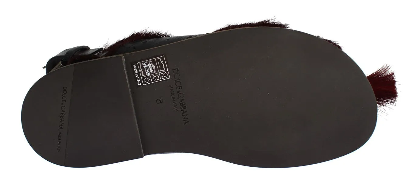 Bordeaux Gazella Fur Leather Sandal Shoes