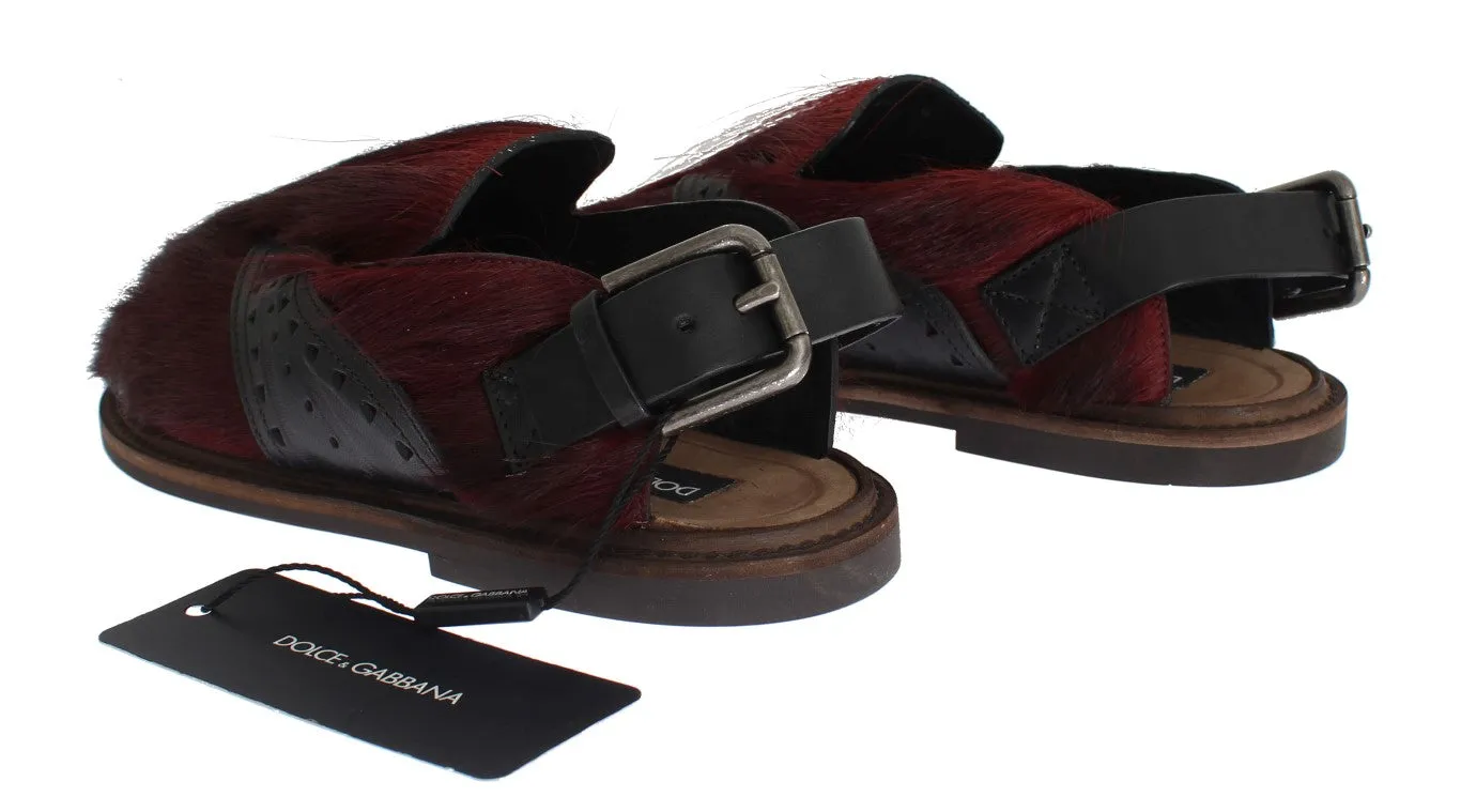 Bordeaux Gazella Fur Leather Sandal Shoes