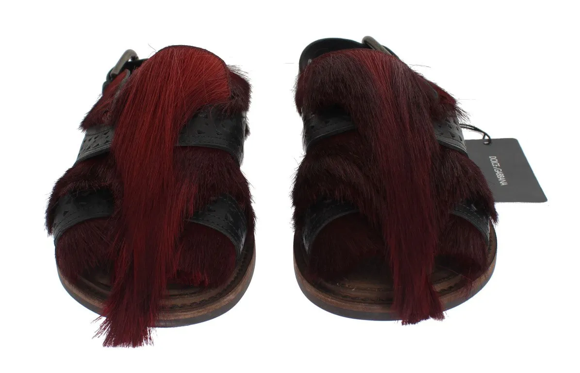 Bordeaux Gazella Fur Leather Sandal Shoes