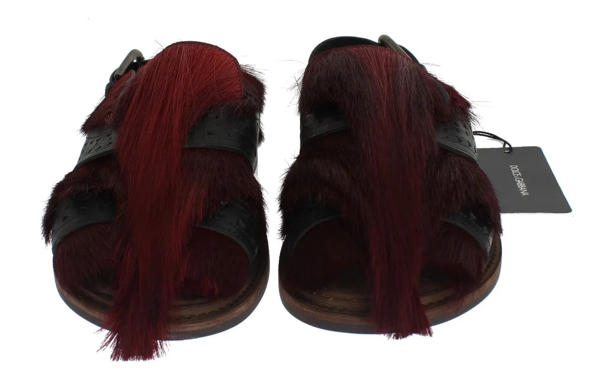 Bordeaux Gazella Fur Leather Sandal Shoes