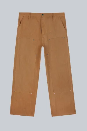 BRAIN DEAD BULL DENIM DOUBLE KNEE UTILITY PANT BROWN