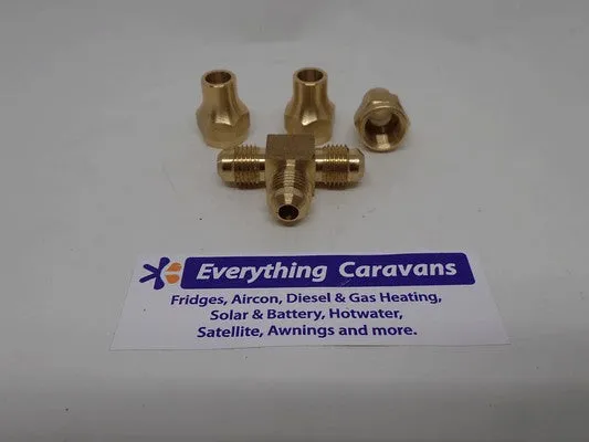Brass Gas fitting 5-16 Flare Three Way Tee for 5-16 Copper Pipe with Flare Nuts 2352