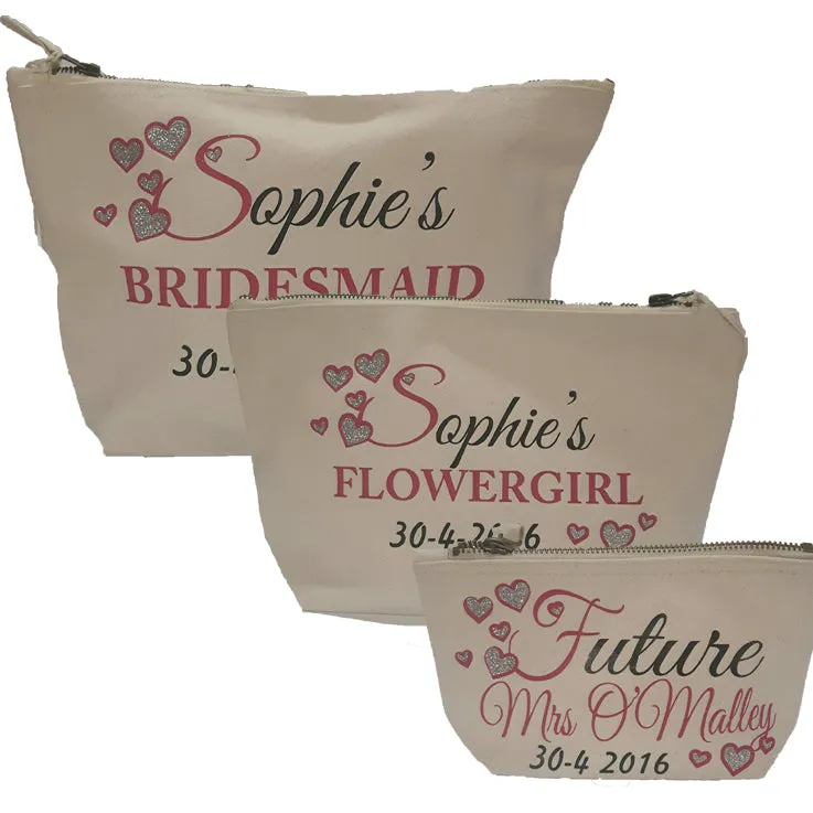 Bridal Canvas accessory bag, Personalised Gift