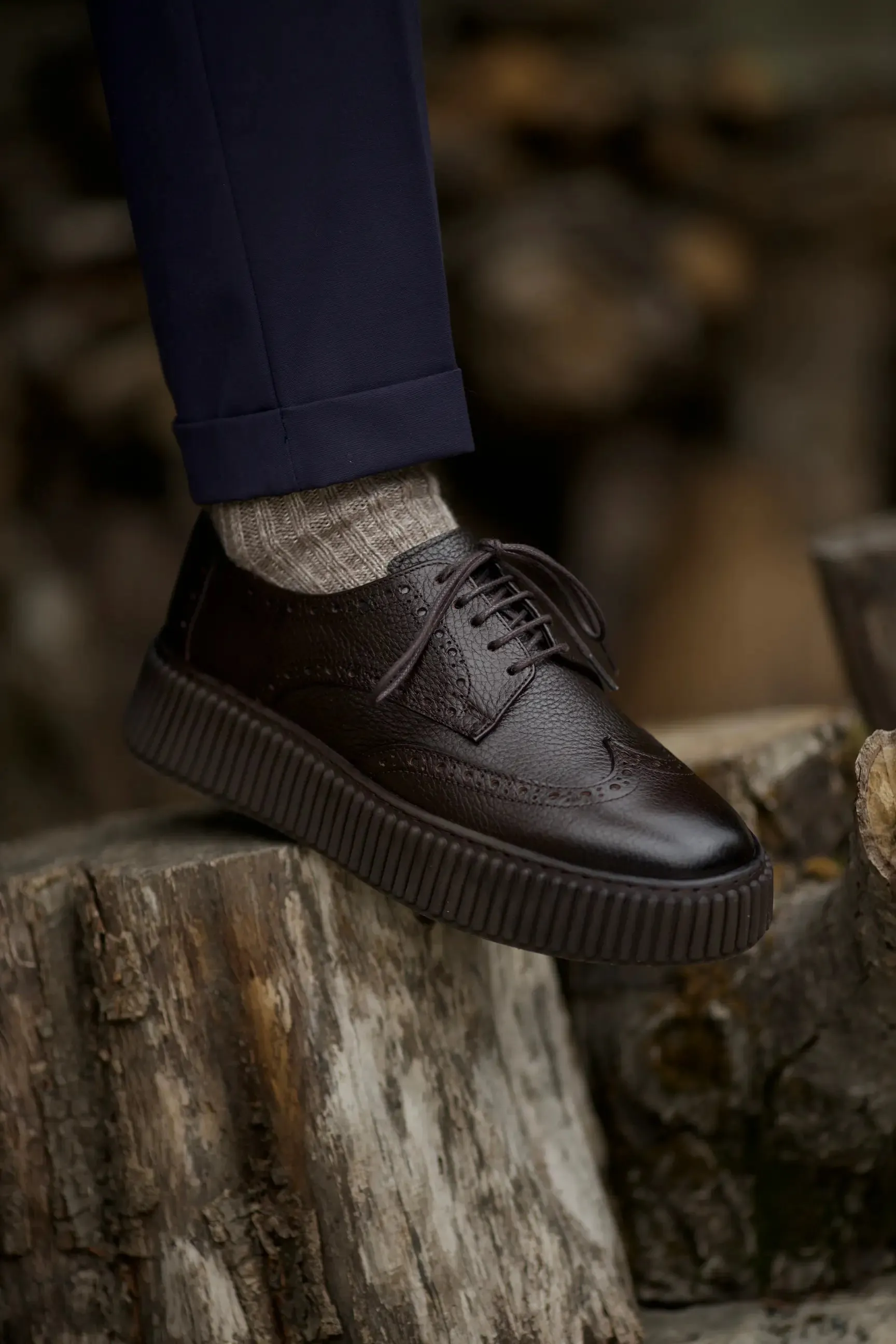 Brown Wingtip Casual Laces Shoes