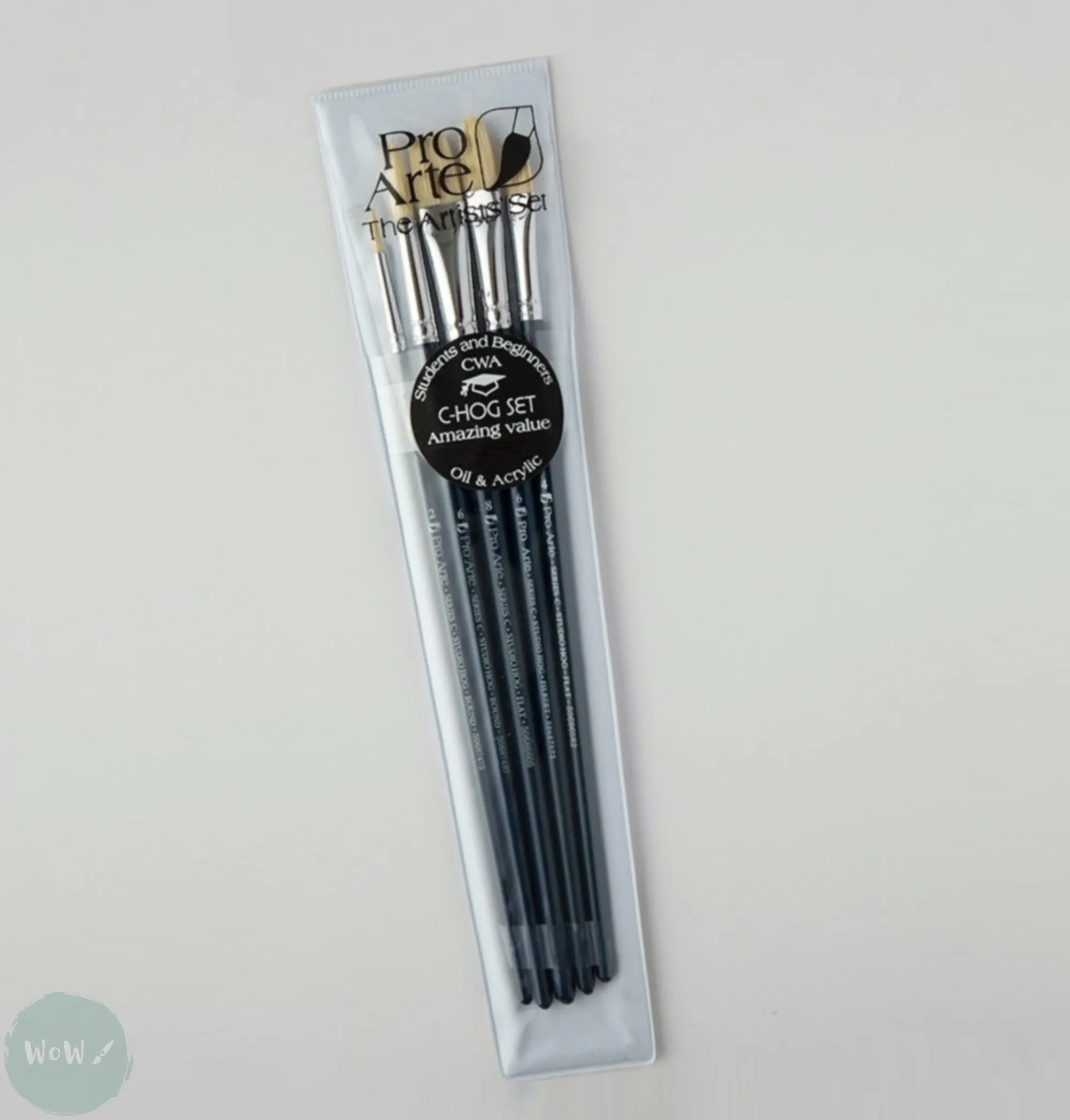 BRUSH SET -   INTRO TO ART Series C – 5 assorted Studio Hogs Hair Brush Wallet - CWA