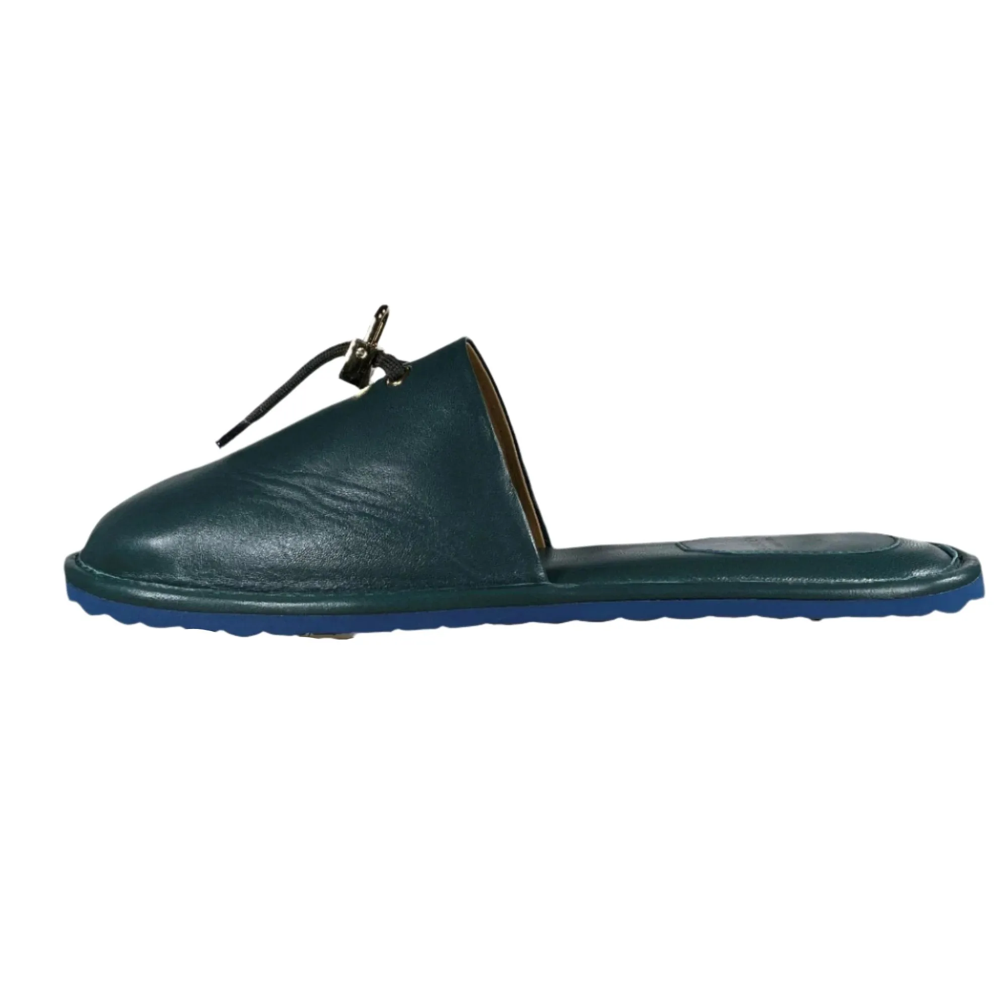Buscemi Greenwich Petrol Leather Slippers
