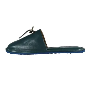 Buscemi Greenwich Petrol Leather Slippers