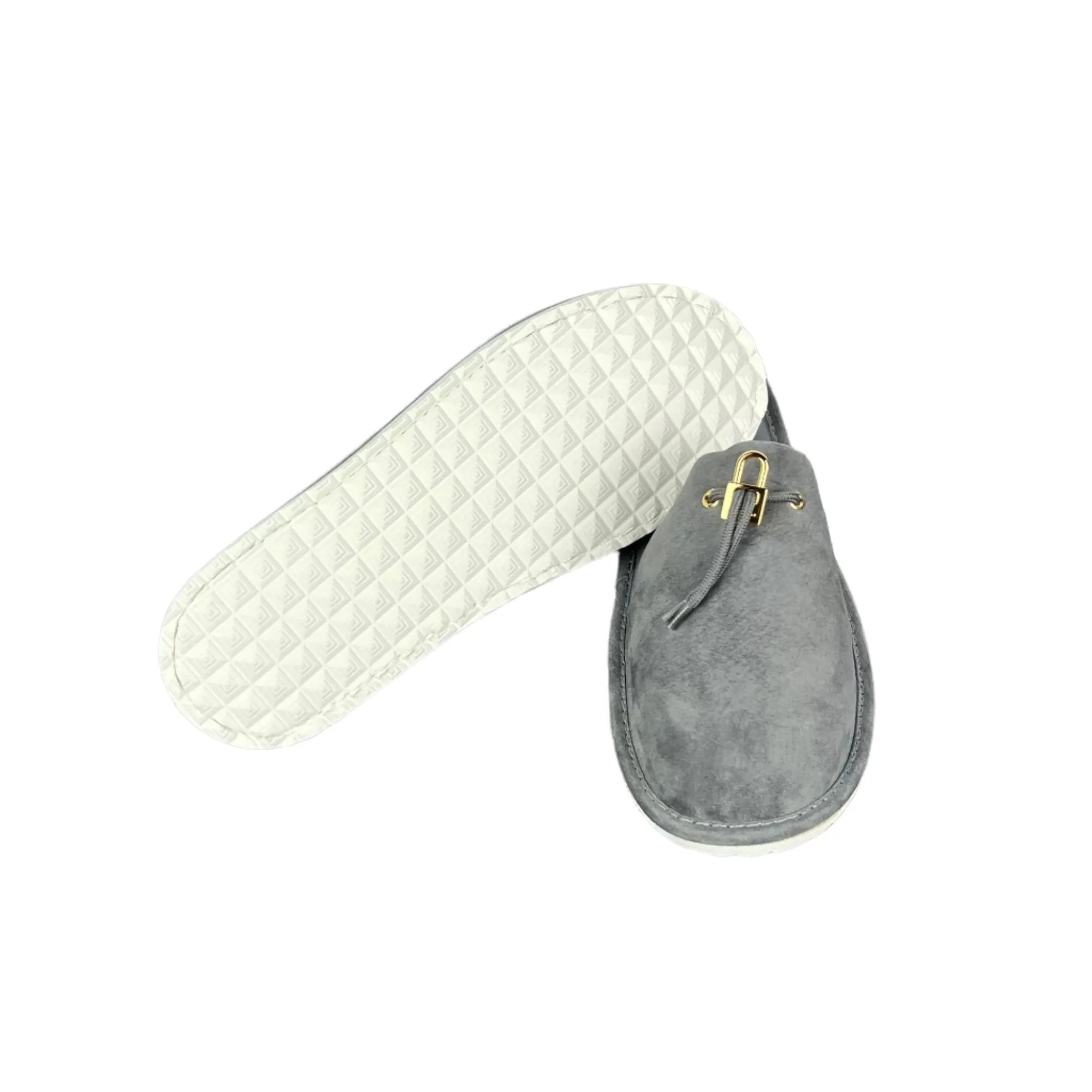Buscemi Men's Greenwich Grey Leather Slippers