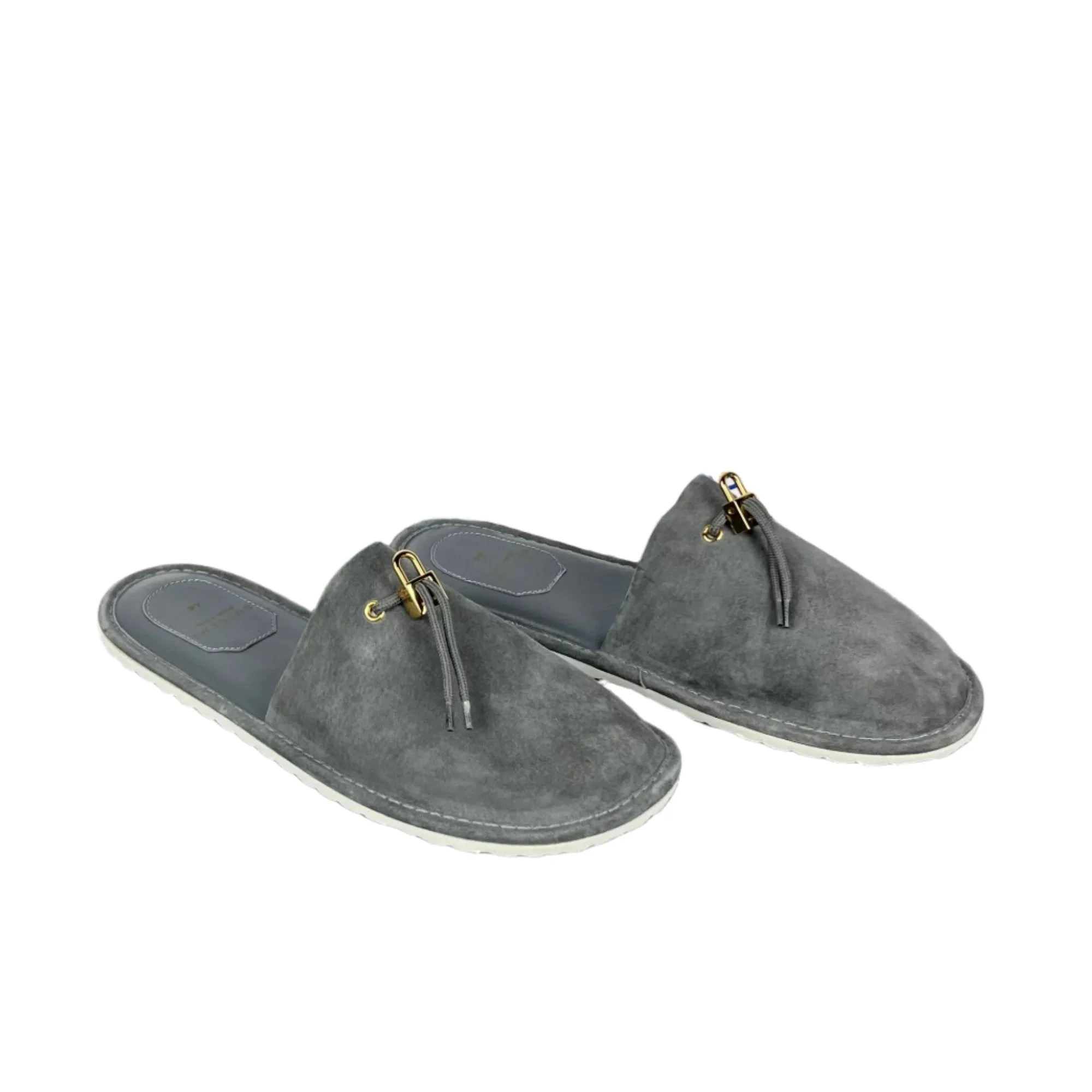 Buscemi Men's Greenwich Grey Leather Slippers