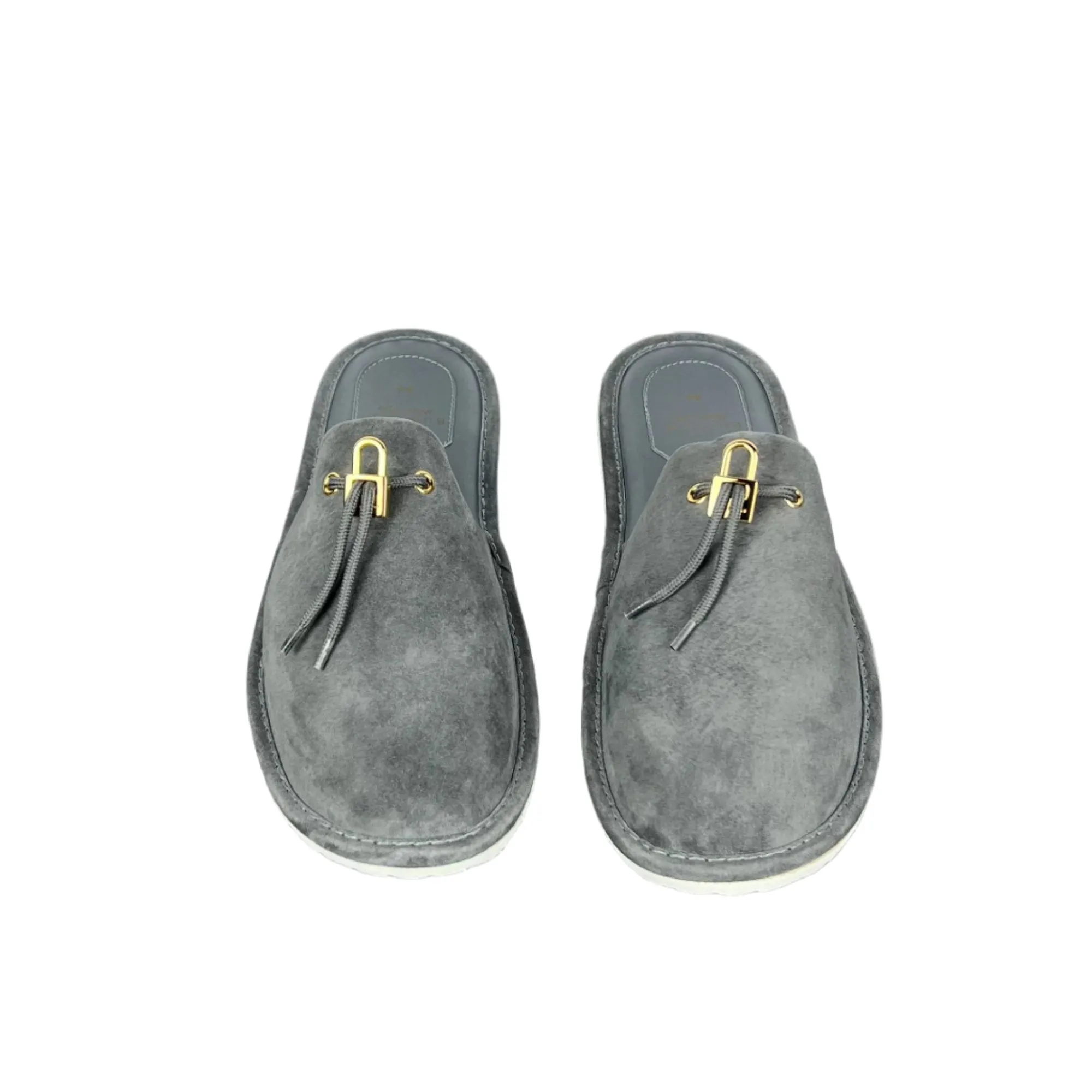 Buscemi Men's Greenwich Grey Leather Slippers