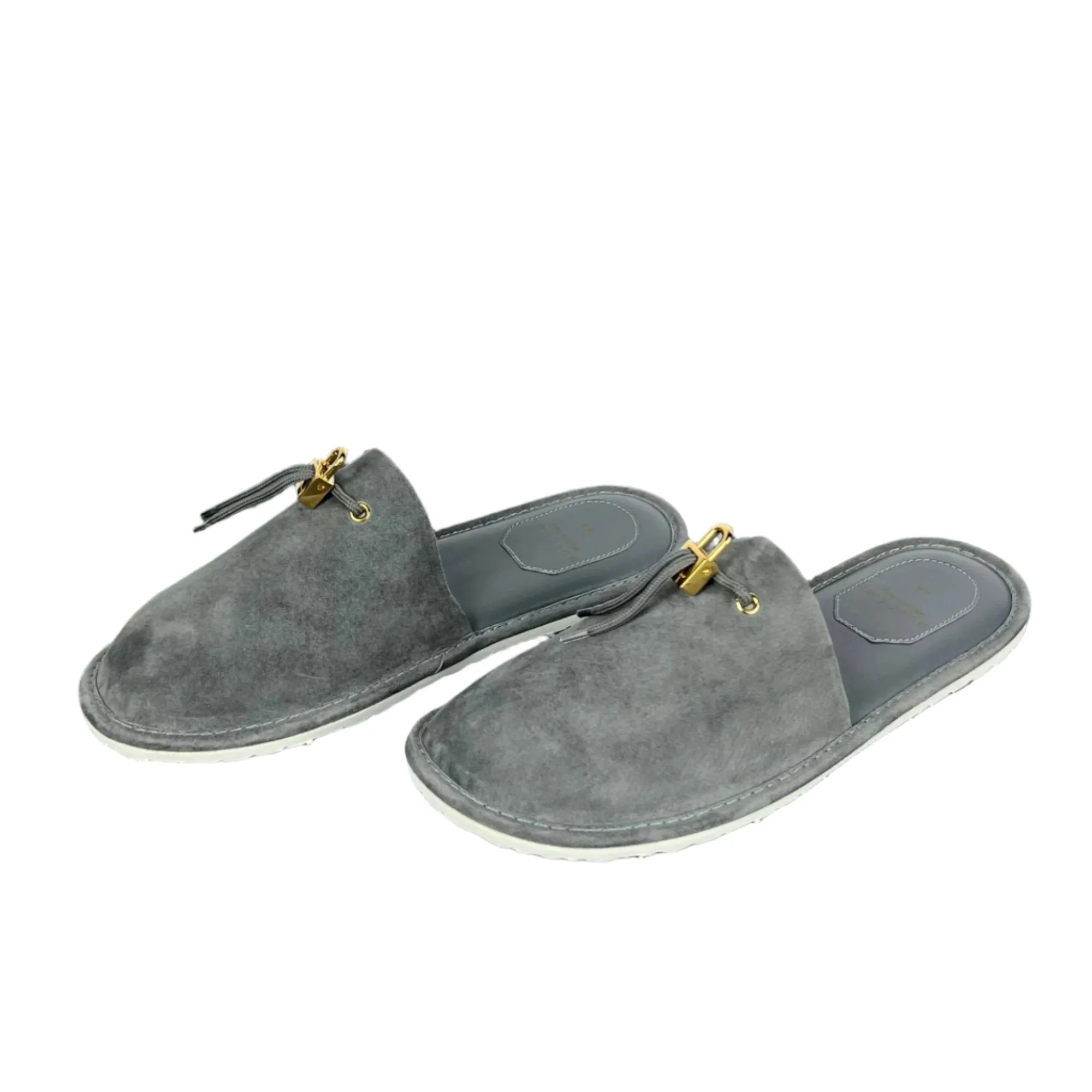 Buscemi Men's Greenwich Grey Leather Slippers