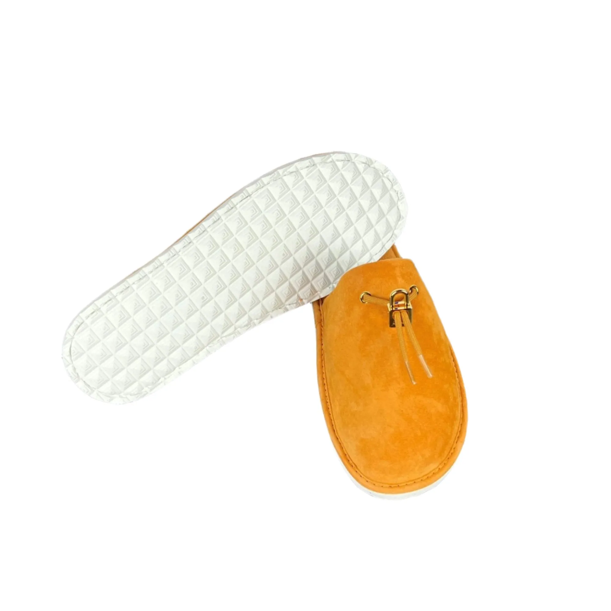 Buscemi Men's Greenwich Orange Suede Slippers SAMPLE