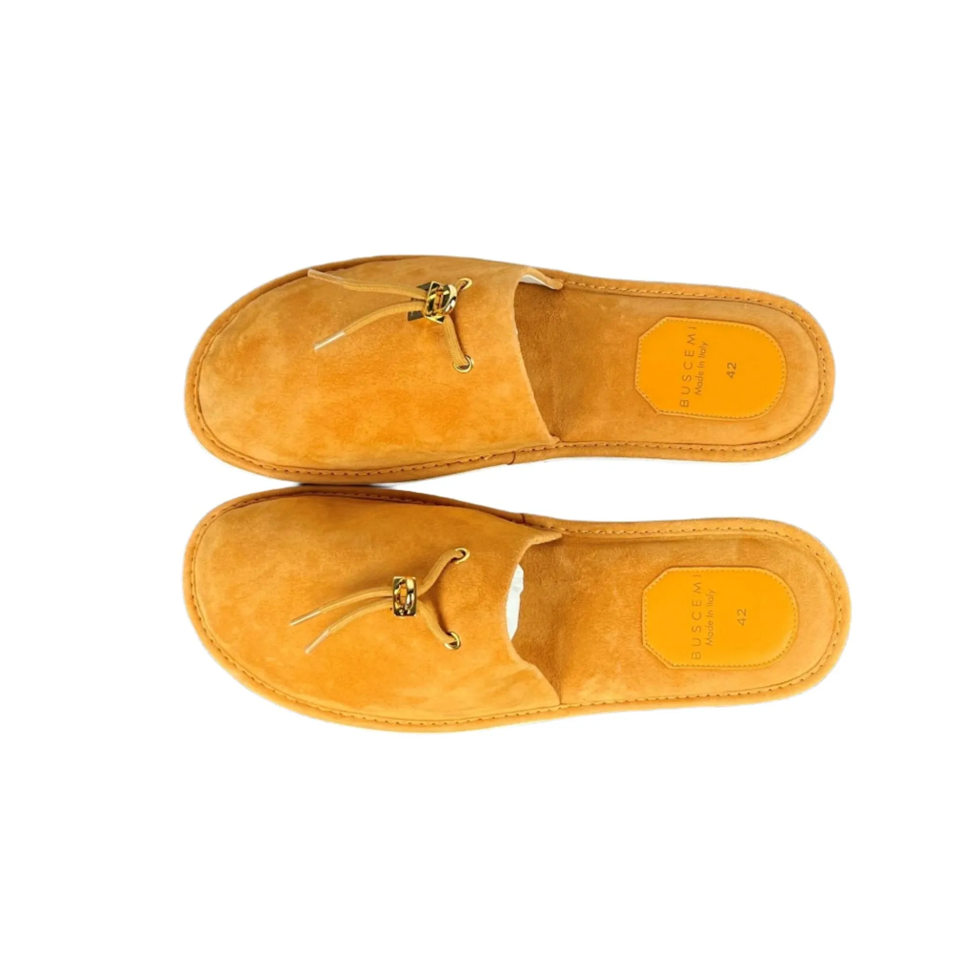 Buscemi Men's Greenwich Orange Suede Slippers SAMPLE