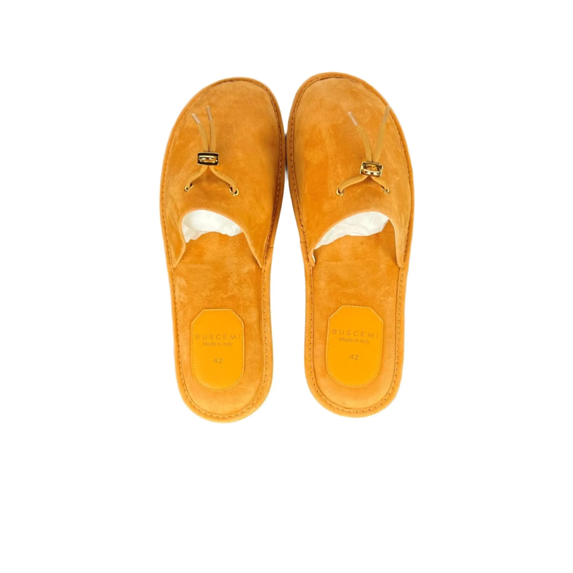 Buscemi Men's Greenwich Orange Suede Slippers SAMPLE
