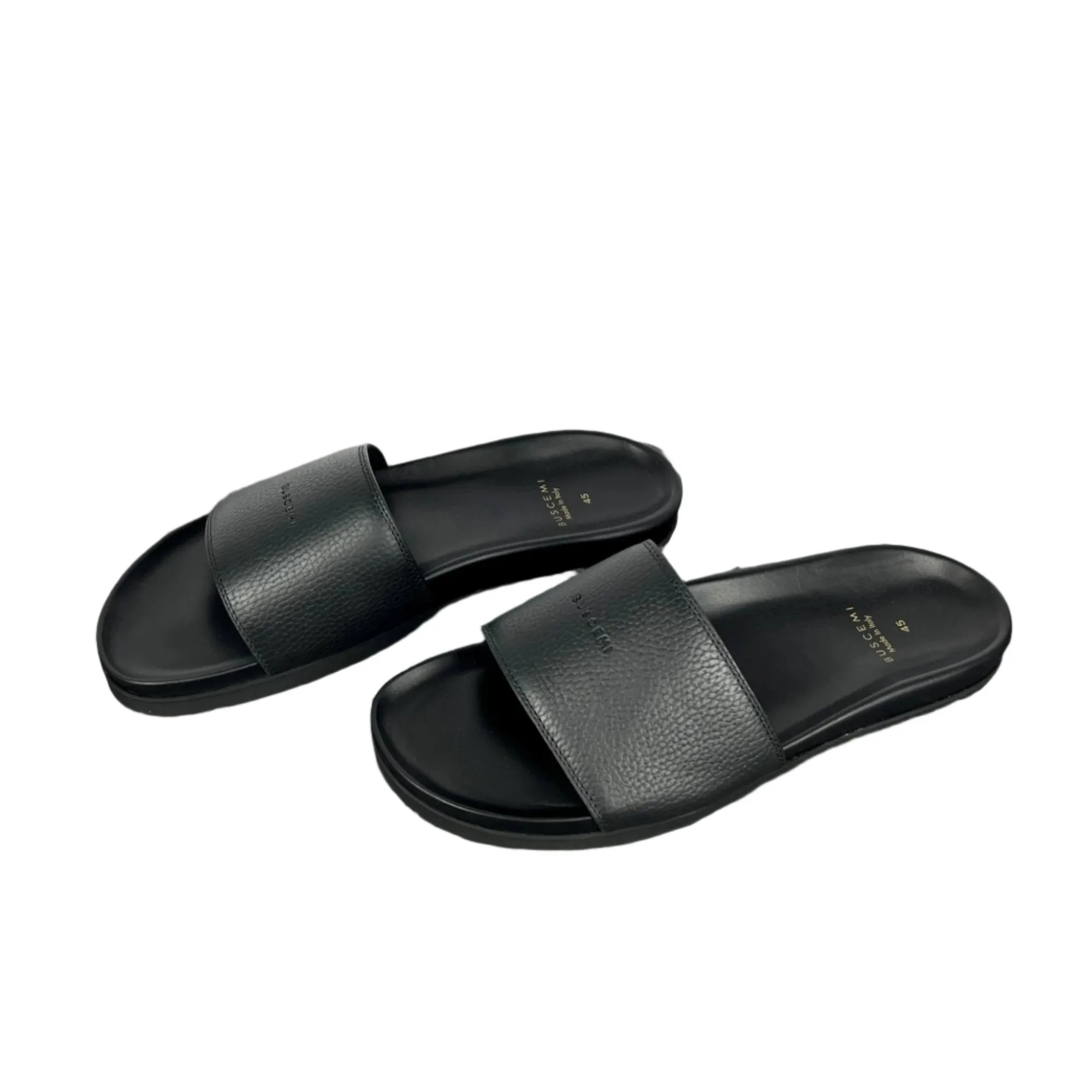 Buscemi Mens Slide Alce Black Leather Sandals